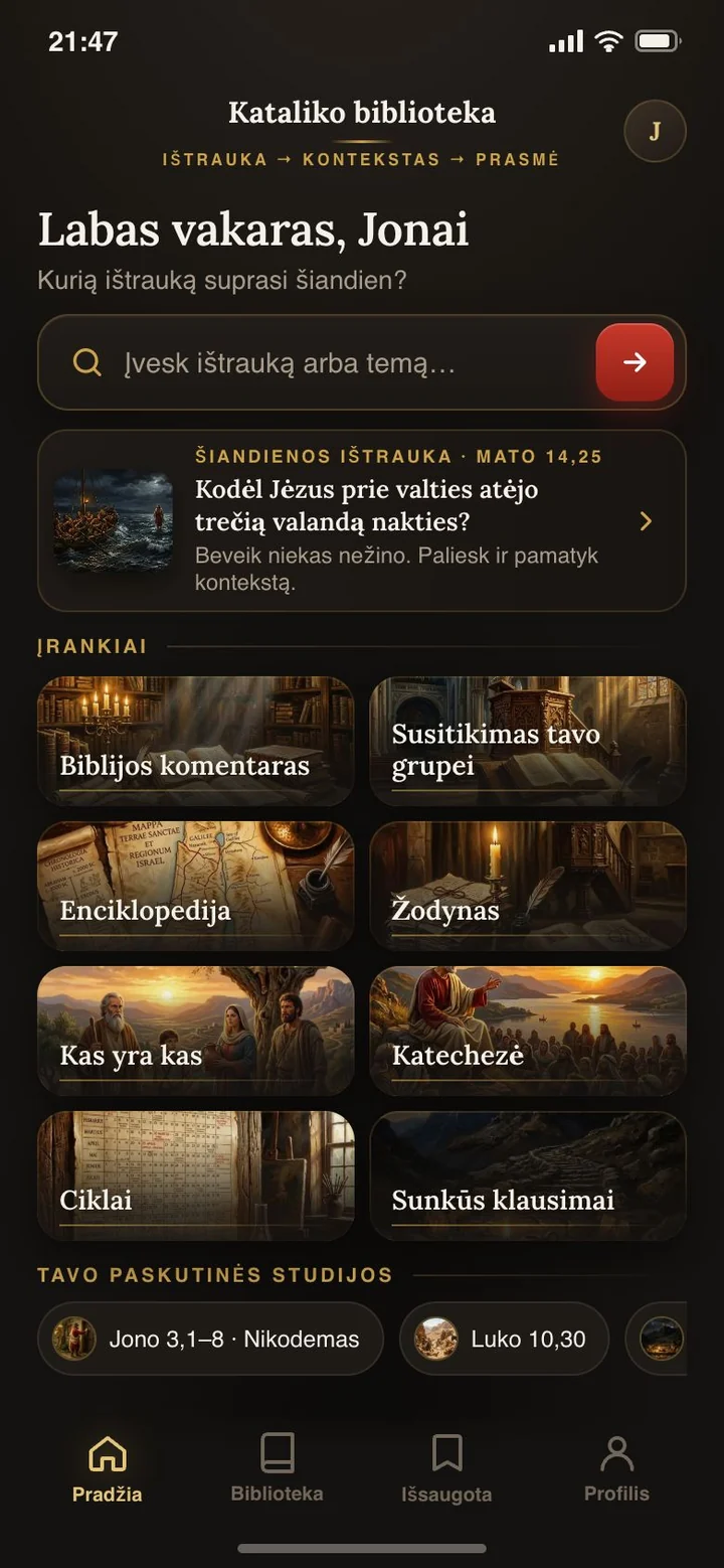 Programėlė „Kataliko biblioteka“: Biblijos ištraukų paieška ir 8 įrankiai